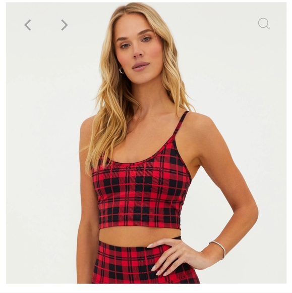 NEW  BEACHRIOT  LIBBY  PLAID  PRINT  SPORTS  BRA  IN MERRY PLAID - Picture 9 of 9